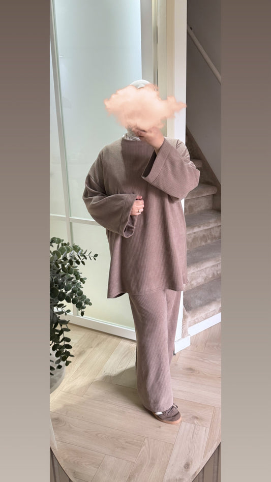 Ribbed twinset - taupe