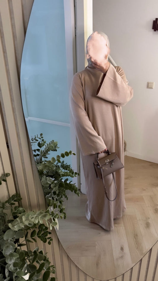 Classy jersey abaya met kol - beige
