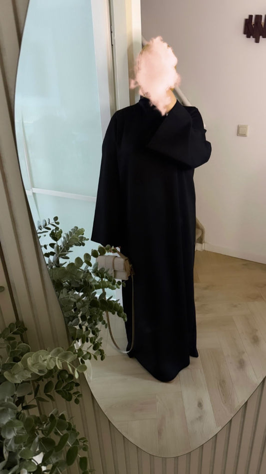 Classy jersey abaya met kol - zwart